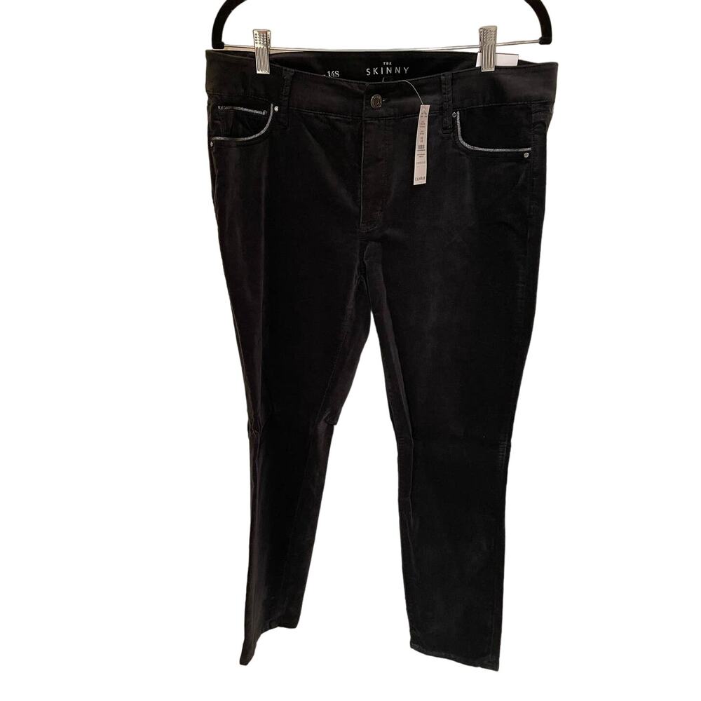 White House Black Market Black Smoke MR Velvet Mid-Rise Skinny Jeans Size 14S